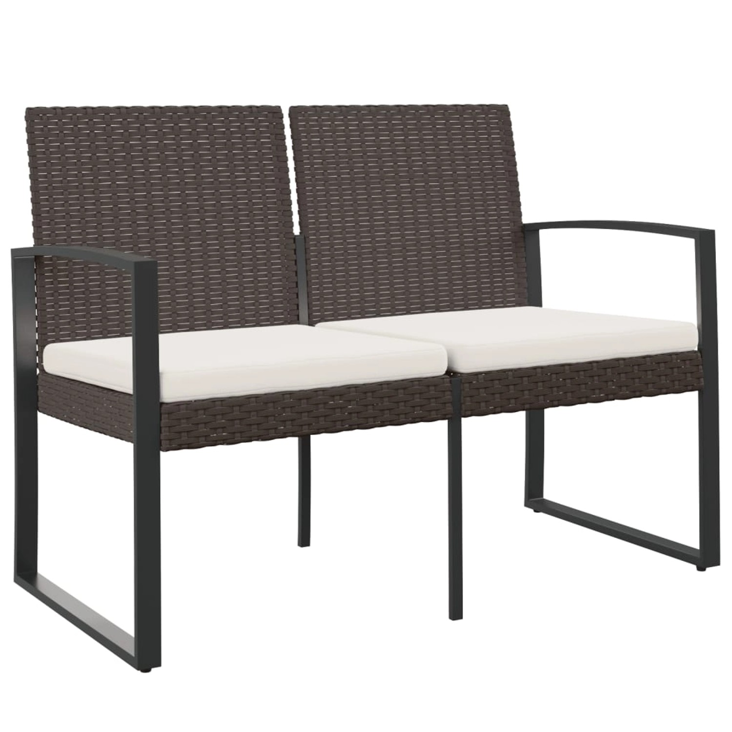 furnicato Gartenbank 2-Sitzer mit Kissen Braun PP-Rattan günstig online kaufen
