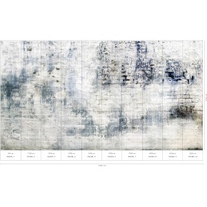 Erismann Fototapete Factory Blau, 500x270cm, zeigt eine blaue Backsteinwand im Industrial Design.