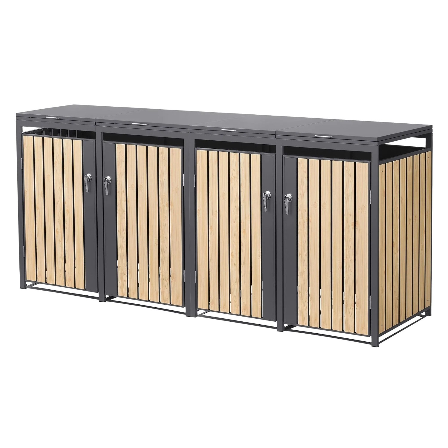 Ml-Design Mülltonnenbox 4er 264x80x120 cm Anthrazit-Holzoptik