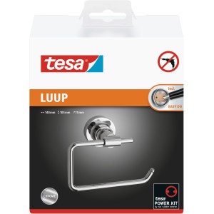 Tesa Luup Toilettenpapierhalter, verchromt, zur Wandmontage ohne Bohren.