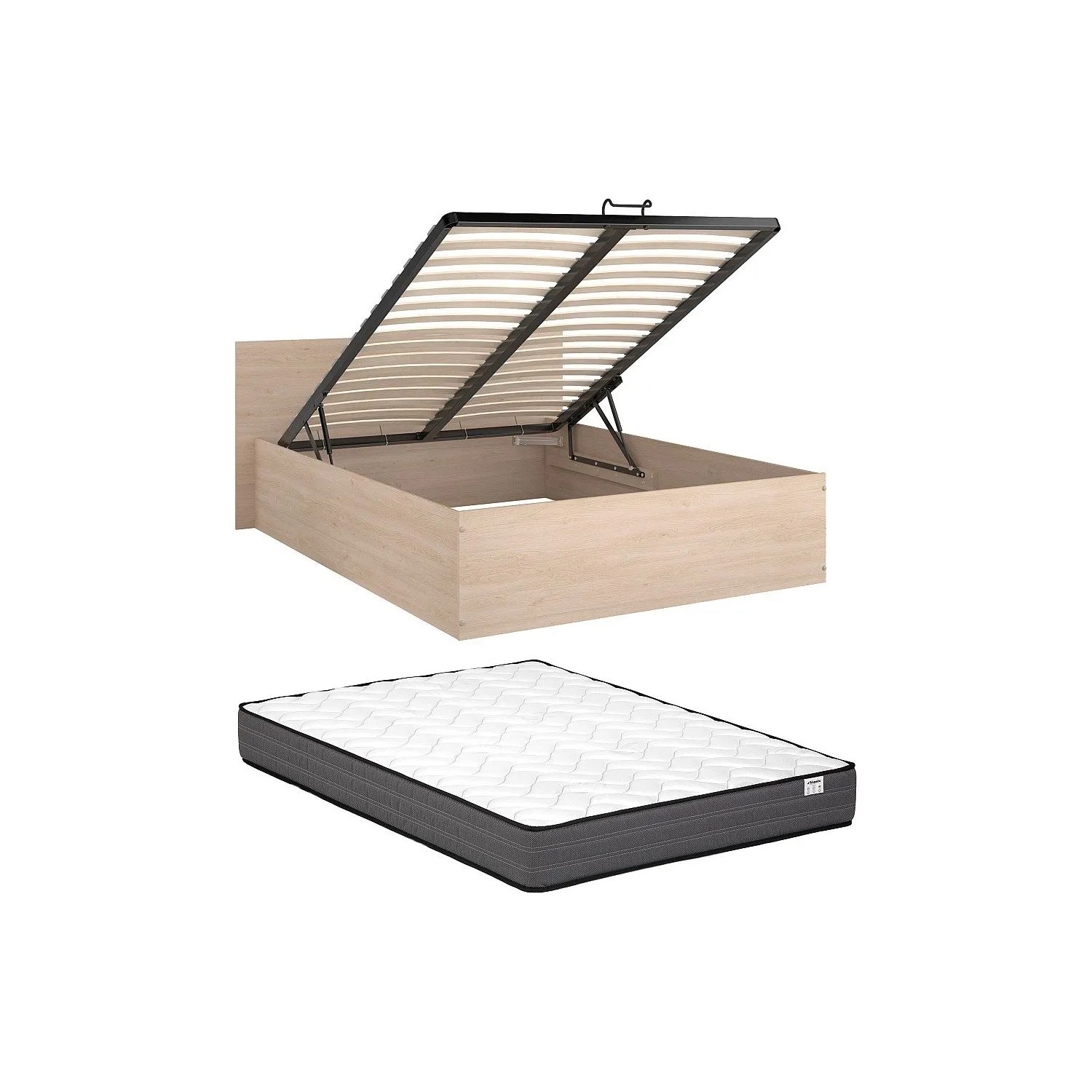 Vente-unique Bett Mit Bettkasten Velona Naturfarben Hell 164.4 cm