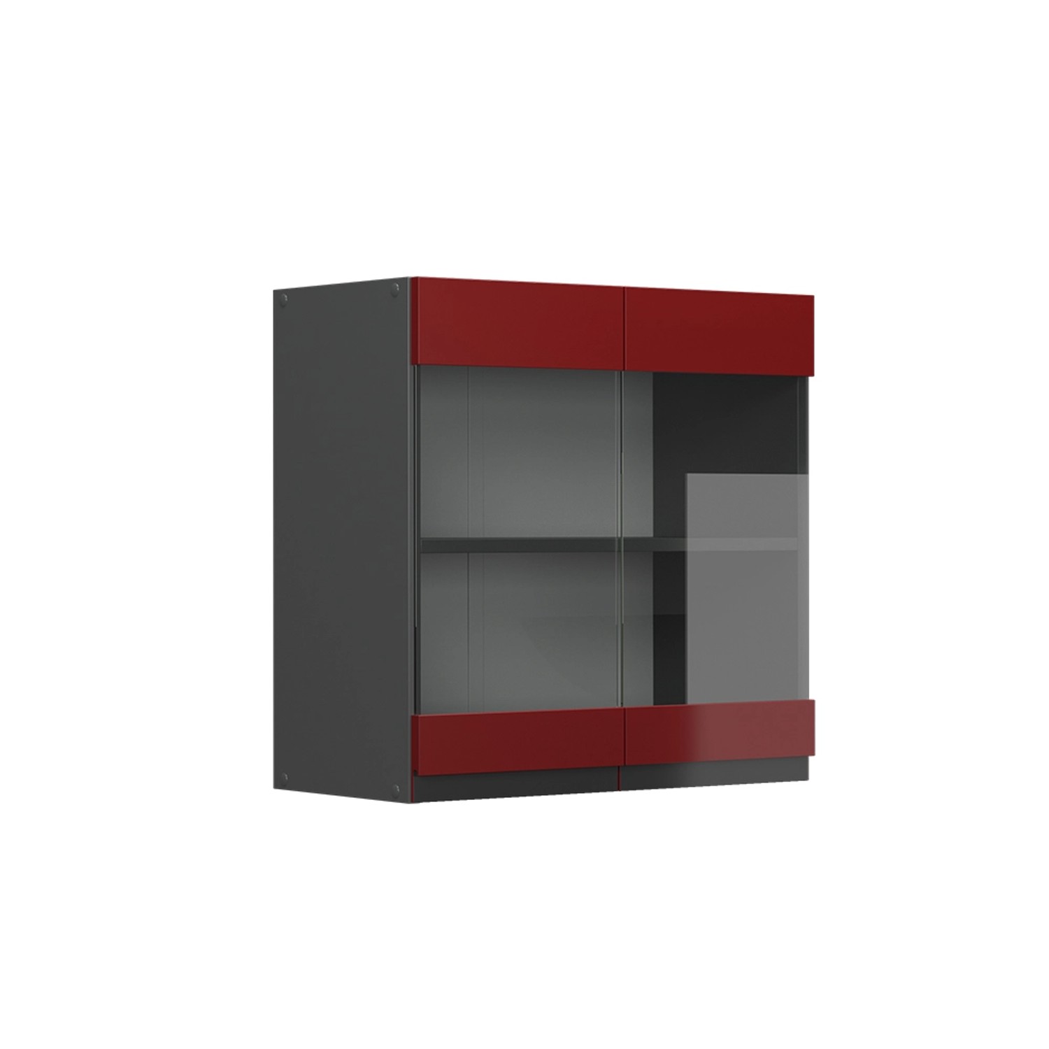 Vicco Küchenglasschrank R-Line Glashängeschrank Rot/Anthrazit 60 cm J-Shape