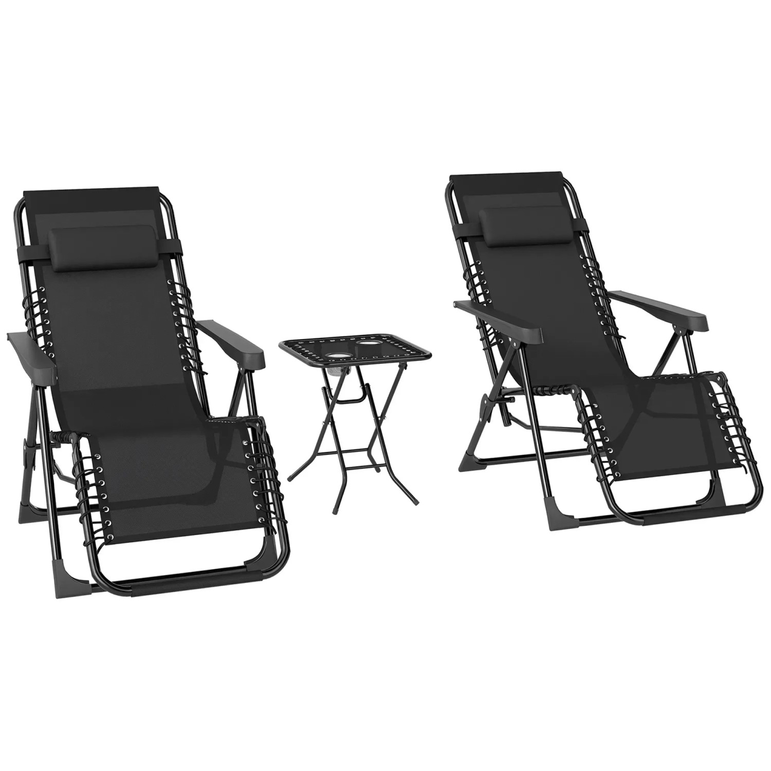 Outsunny Sonnenliegen-Set Metall Schwarz 90L x 65B x 110H cm günstig online kaufen