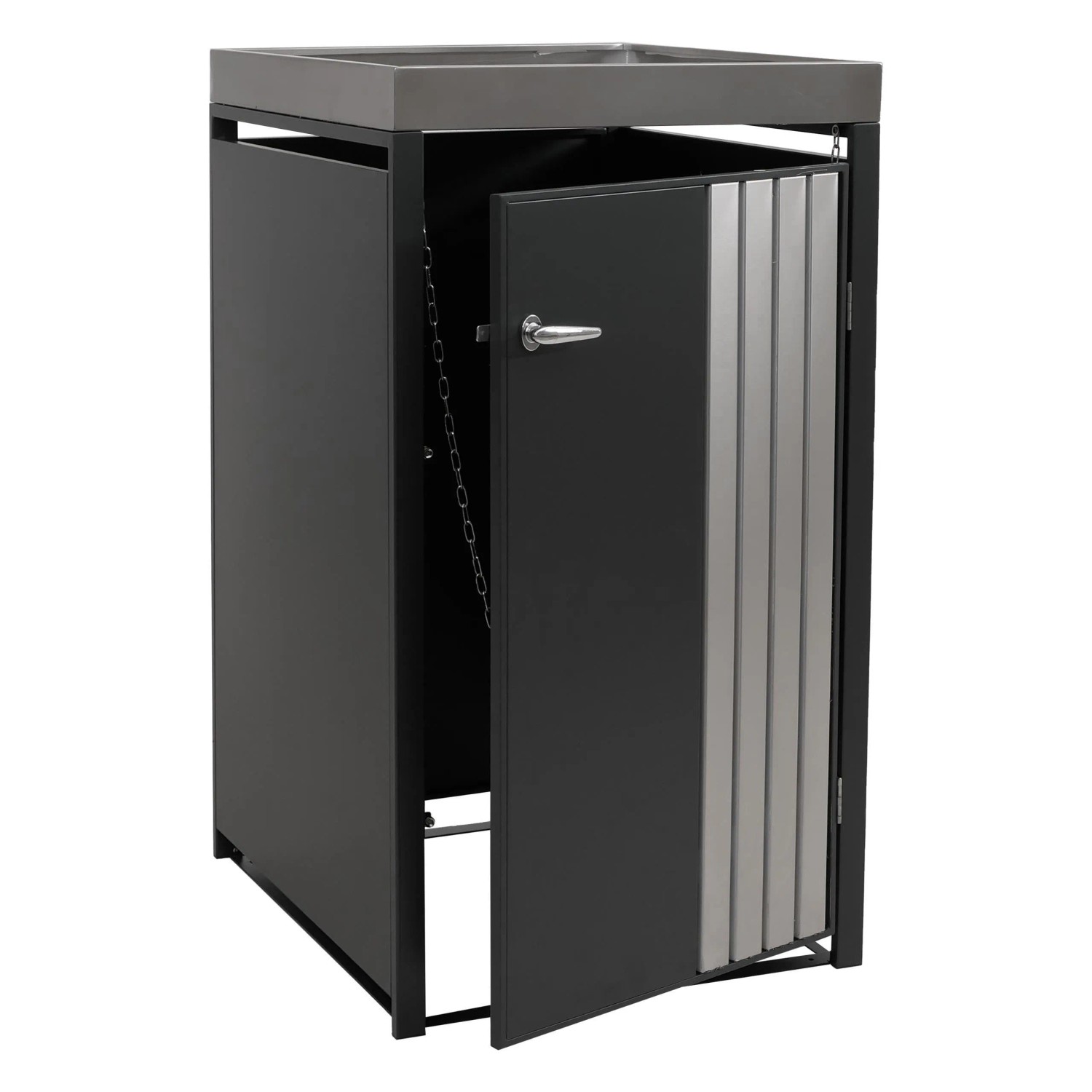 MCW 1er-Mülltonnenverkleidung O67 Anthrazit Edelstahl 125x68x84cm