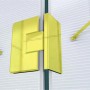 Detailaufnahme: Goldene Scharniere der Glaszentrum Hagen U-Duschkabine.