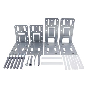 Protektor Türpfostensteckwinkelset für UA/CW 75 Profile in Silber, inkl. Dübel und Schrauben.