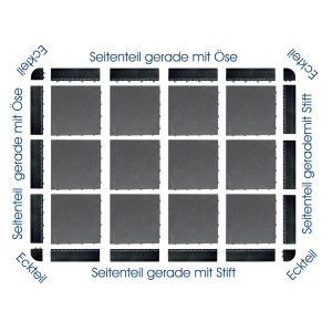 Florco Eckteile, hellgrau, 4er-Pack für 30x30 cm Klickfliesen, umranden Terrassenplatten