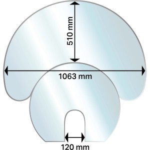 Aduro Glasplatte Halbmond für Kaminöfen, minimalistisches Design, schützt den Boden vor Funkenflug.