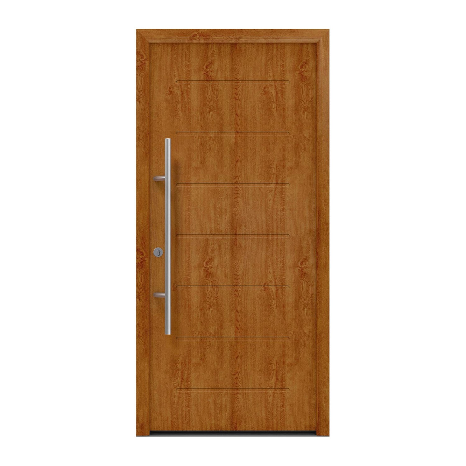 EcoStar Haustür Isopro Secur IPS 015 Golden Oak 110 cm x 210 cm DIN L günstig online kaufen