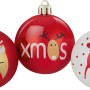 Set aus 3 roten und weißen Weihnachtskugeln mit Rentier-Motiven.