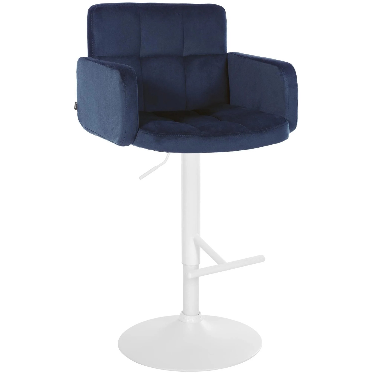 DELUKE Barhocker SUTUN Samt Blau 60x56x93cm Weiß Barstuhl Mit Lehne Drehbar Tresenhocker Tresenstuhl