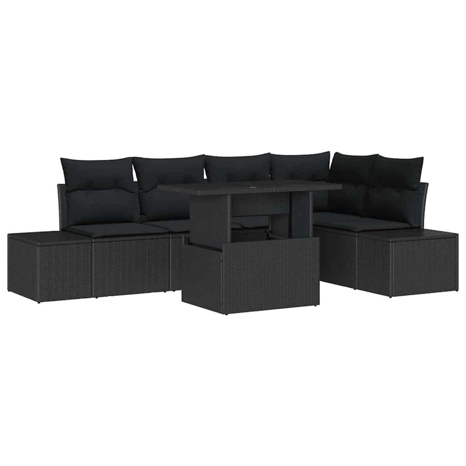 vidaXL Garten-Sofa-Set mit Kissen 6-Tlg Schwarz Poly Rattan 3349189 günstig online kaufen