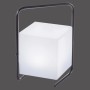 Schwarze LED-Outdoor-Tischleuchte Keno, 29 cm hoch, mit weißem Leuchtwürfel für stimmungsvolle Beleuchtung.