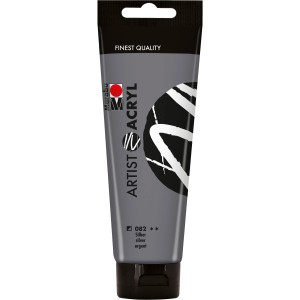 Tube Marabu Artist Acryl, 120ml, Silber. Künstler-Acrylfarbe für höchste Ansprüche.