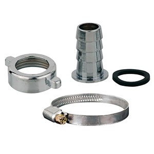 Kirchhoff Schlauchverbinder-Set: Halbe Schlauchverschraubung, Klemme, Dichtung. Chrom-Optik.