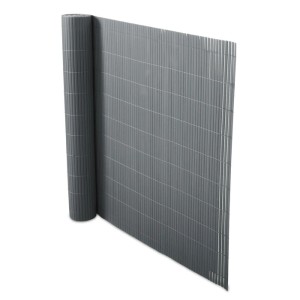 Grauer KARAT PVC Sichtschutzzaun, blickdicht, für Garten und Balkon, 180x300 cm.