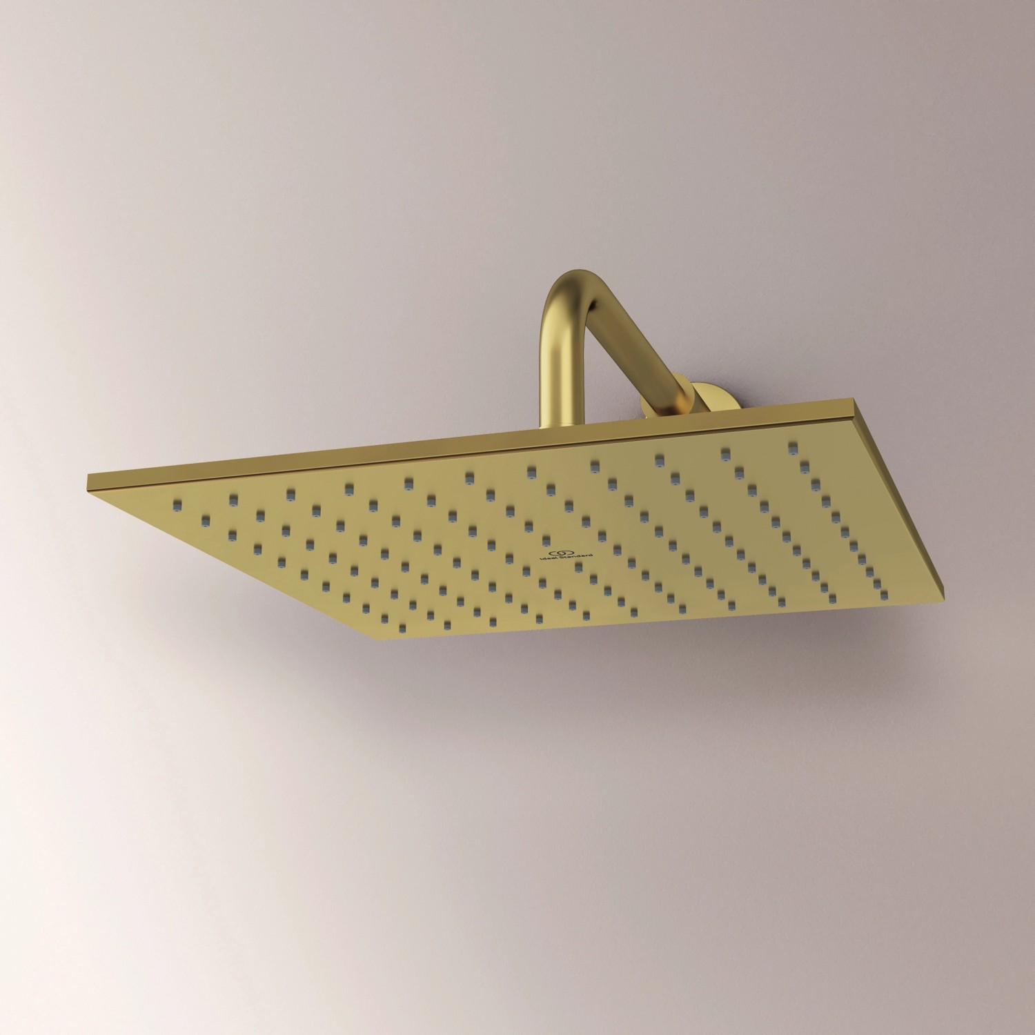 Eckige Ideal Standard Kopfbrause Idealrain Atelier in gebürstetem Gold, 300x300 mm.