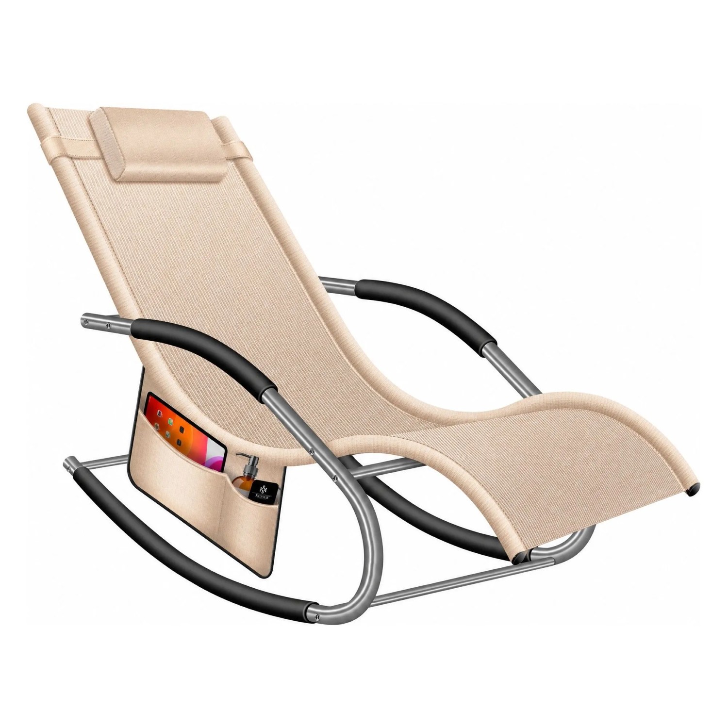 KESSER Sonnenliege Klappbar Ergonomisch Belastbarkeit 150 kg Beige