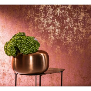 Vliestapete Nabucco in Rot-Kupfer mit Putzstruktur und Vintage-Look.