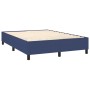 Blaues Boxspringbett 140x200 cm mit Lattenrost, ohne Matratze und Kopfteil.