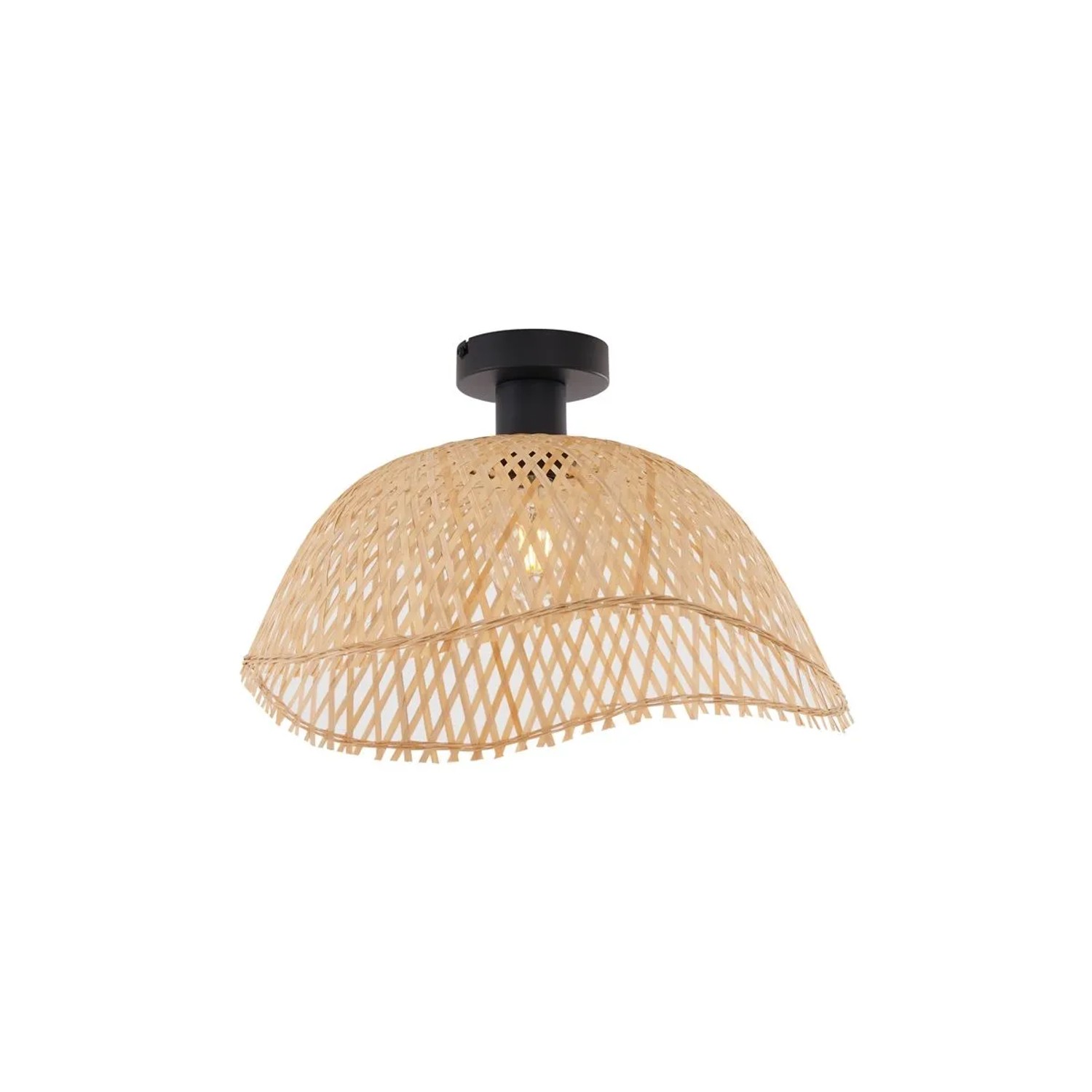QAZQA Art-Deco-Deckenleuchte Schwarz mit Naturbambus 40cm Alka