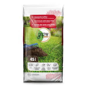 Sack GROW by OBI Rasenerde, torffrei, 45 l, für Rasenneuanlage und -reparatur.