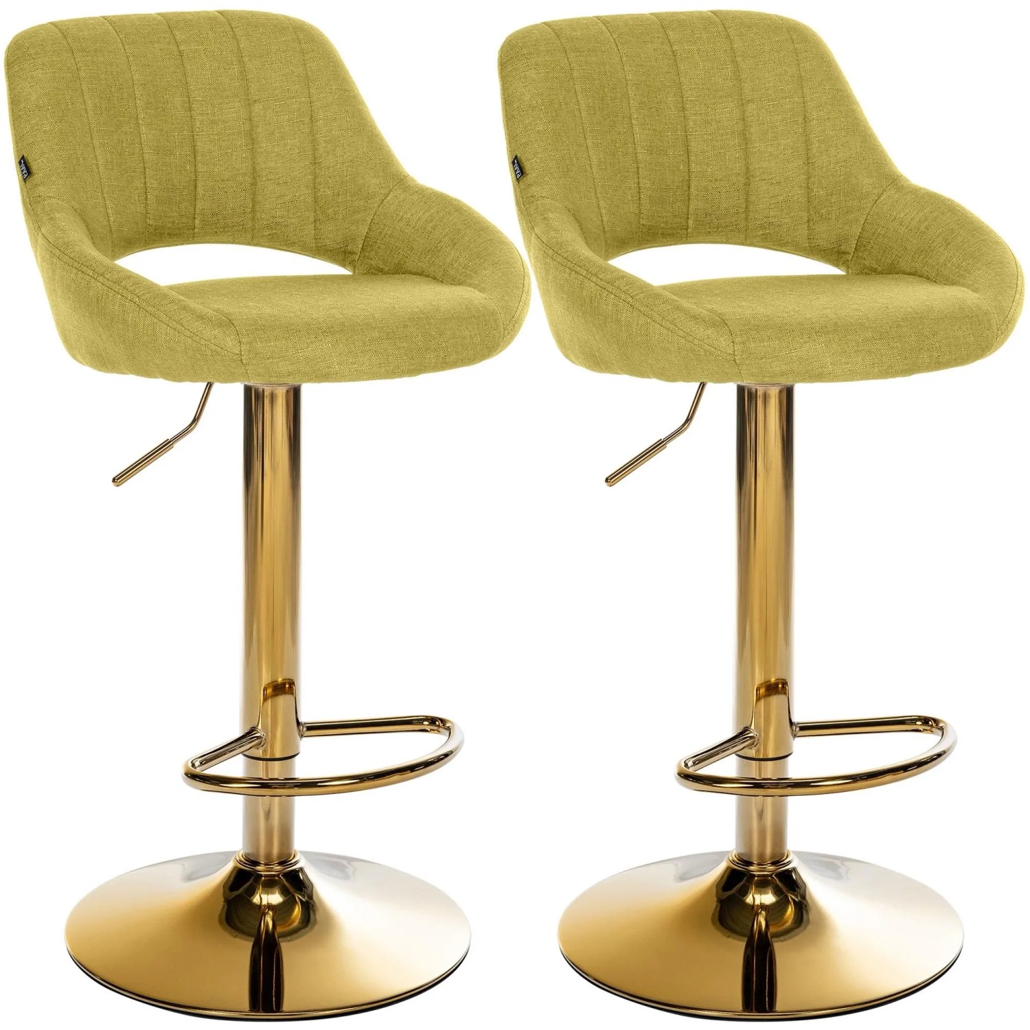 CLP 2er Set Barhocker Milet Stoff Metall Gold/Grün