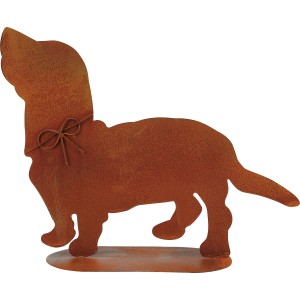 Stehende Deko-Figur Hund aus Metall in Rostoptik, 37x12x28,5 cm, Gartendeko.