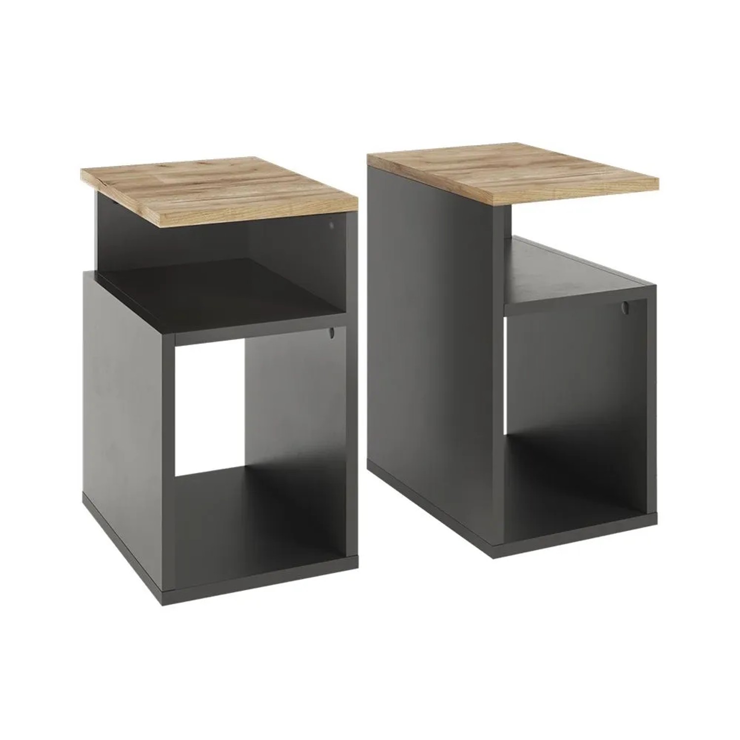 Vicco Nachttisch Elios Anthrazit Goldkraft Eiche 25 x 45 2er Set