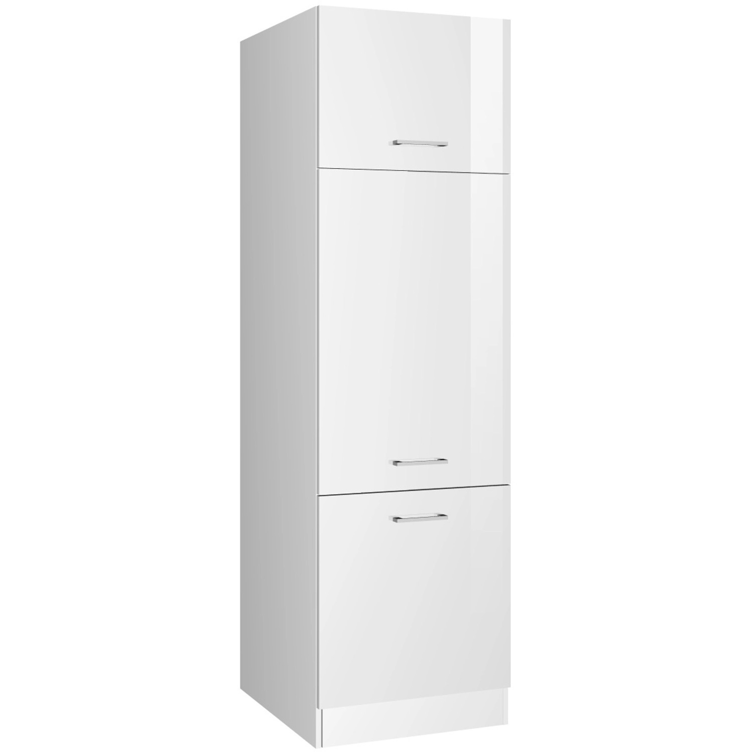 Held Möbel Kühlschrankumbauschrank Mailand 60 cm Hochglanz Weiß/Weiß