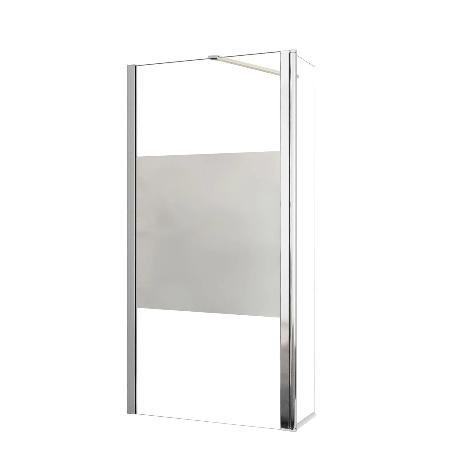 AICA Walk In Duschkabine 120x200cm Milchglasstreifen Duschwand +40x200cm Flipper Panel +90cm Stabilisator 8mm Nano-ESG Duschtrennwand F129