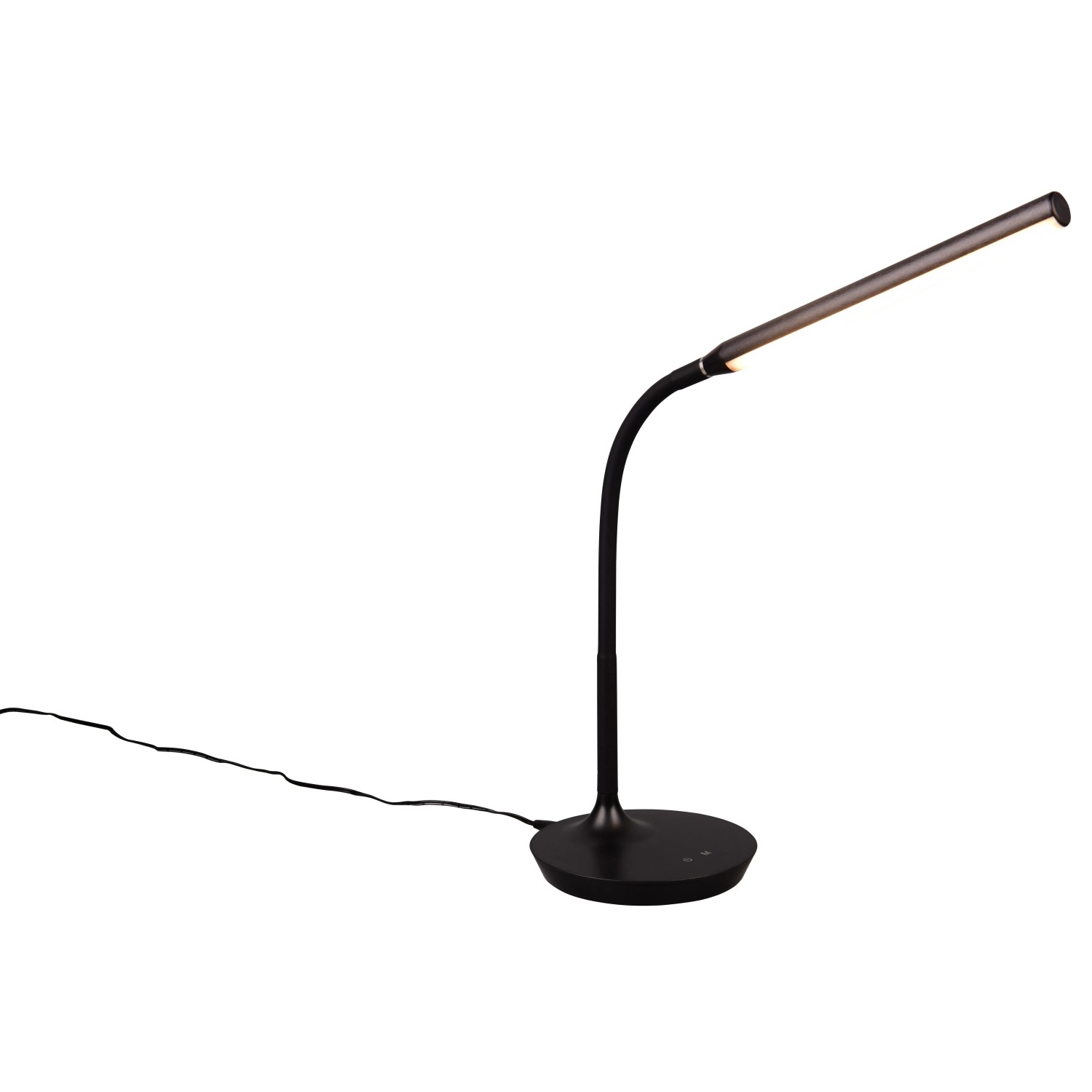 Schwarze Reality LED-Tischleuchte Toro mit flexiblem Arm, ideal als Schreibtischlampe.