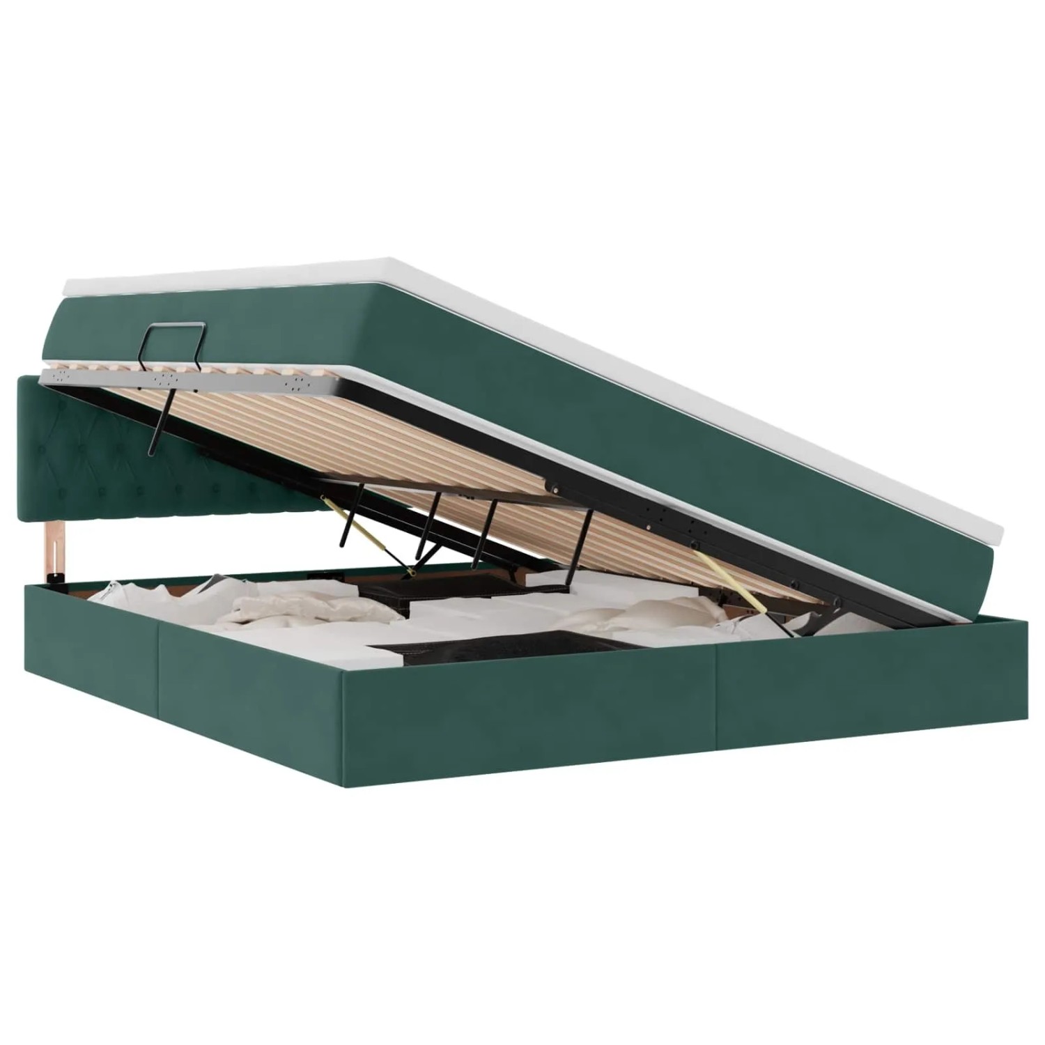 vidaXL Bett mit Stauraum und LED Dunkelgrün 180 x 200 cm Samt 3371472