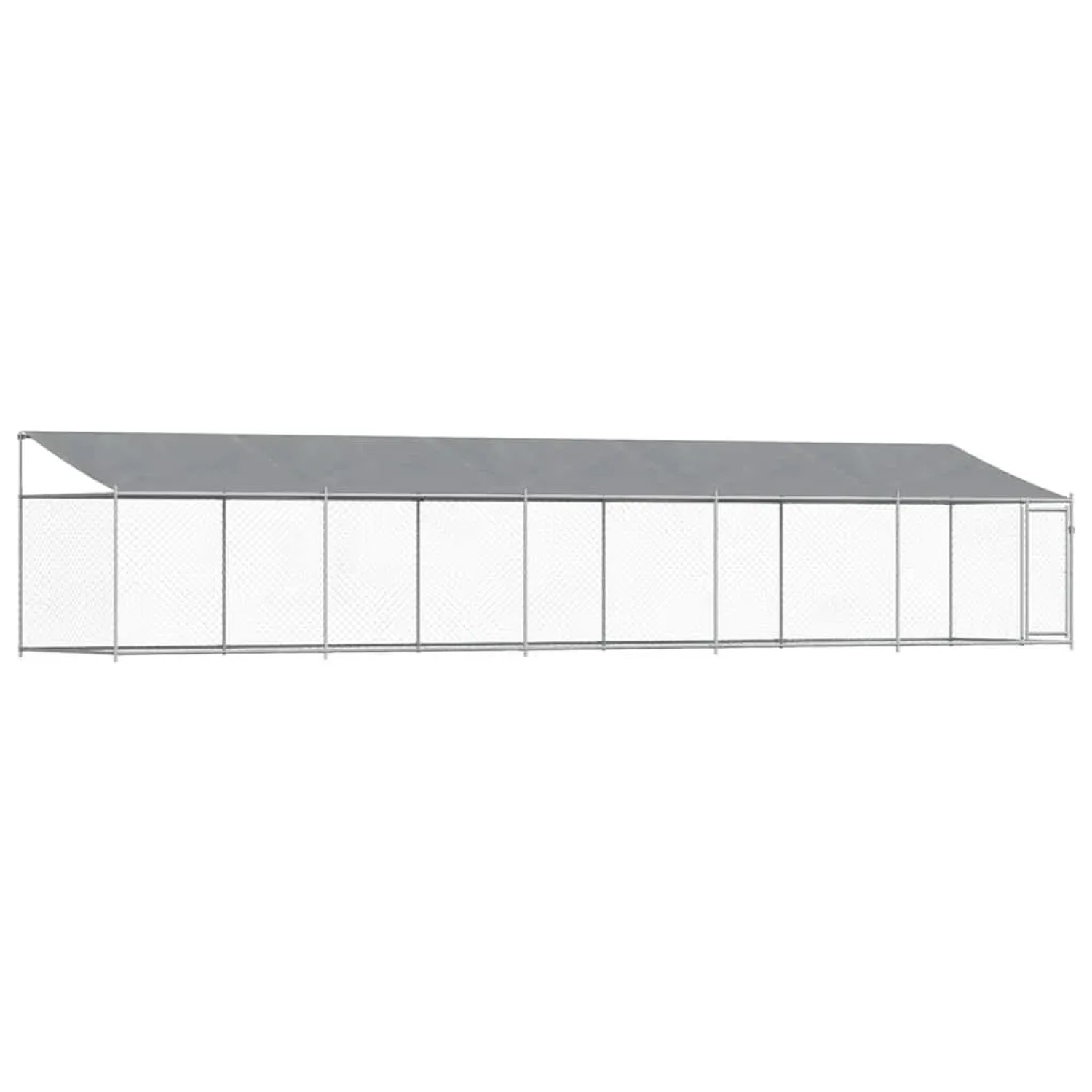 vidaXL Hundezwinger mit Dach und Tür Grau 10x2x2 m Verzinkter Stahl 3209571