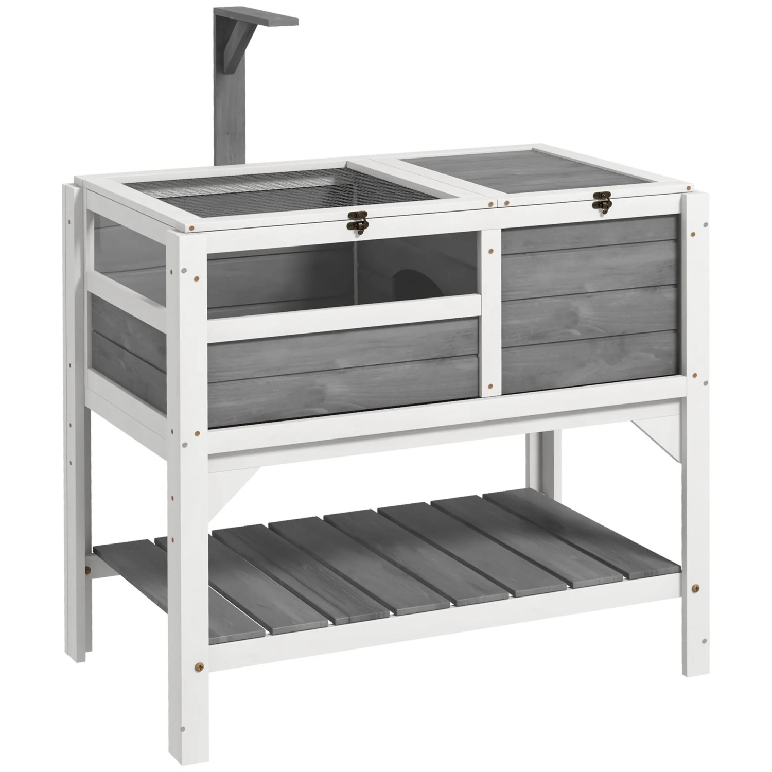 PawHut Schildkrötenhaus Tannenholz Metall 84L x 51B x 103H cm Hellgrau