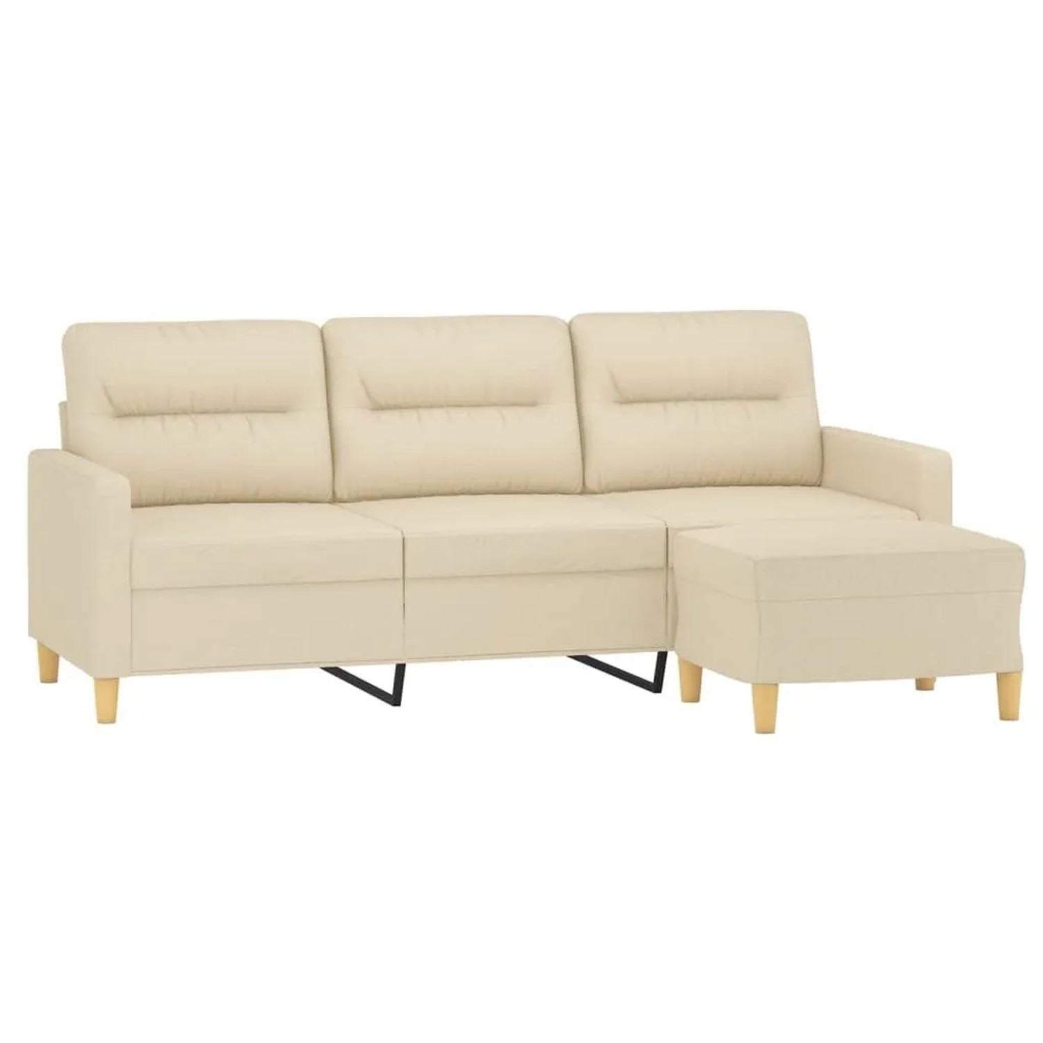vidaXL 3-Sitzer-Sofa mit Hocker Creme 180 cm Stoff 3201075 günstig online kaufen