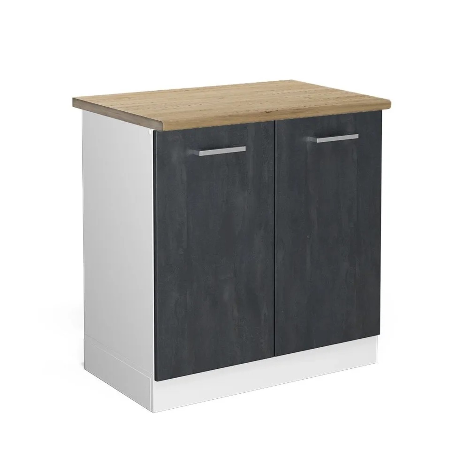 Vicco Spülenunterschrank R-Line Küchenunterschrank für die Spüle Schwarz Beton Weiß 80 cm AP Eiche