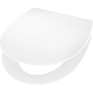 Weißer WC-Sitz Cerro aus Polypropylen mit Absenkautomatik.