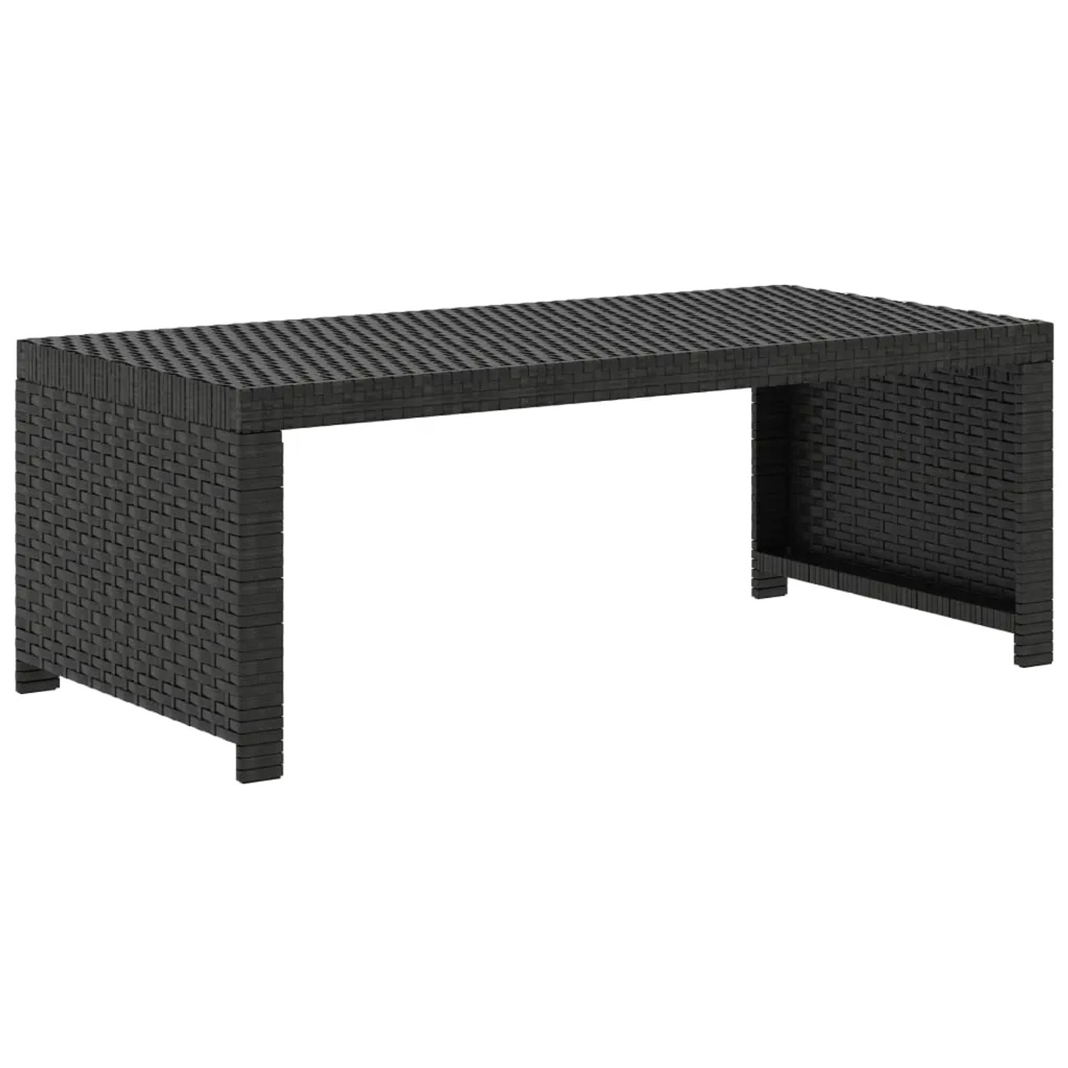 Schwarze Bank aus Poly Rattan, Teil des vidaXL Garten-Lounge-Sets. Gartenmöbel für entspannte Stunden im Freien.