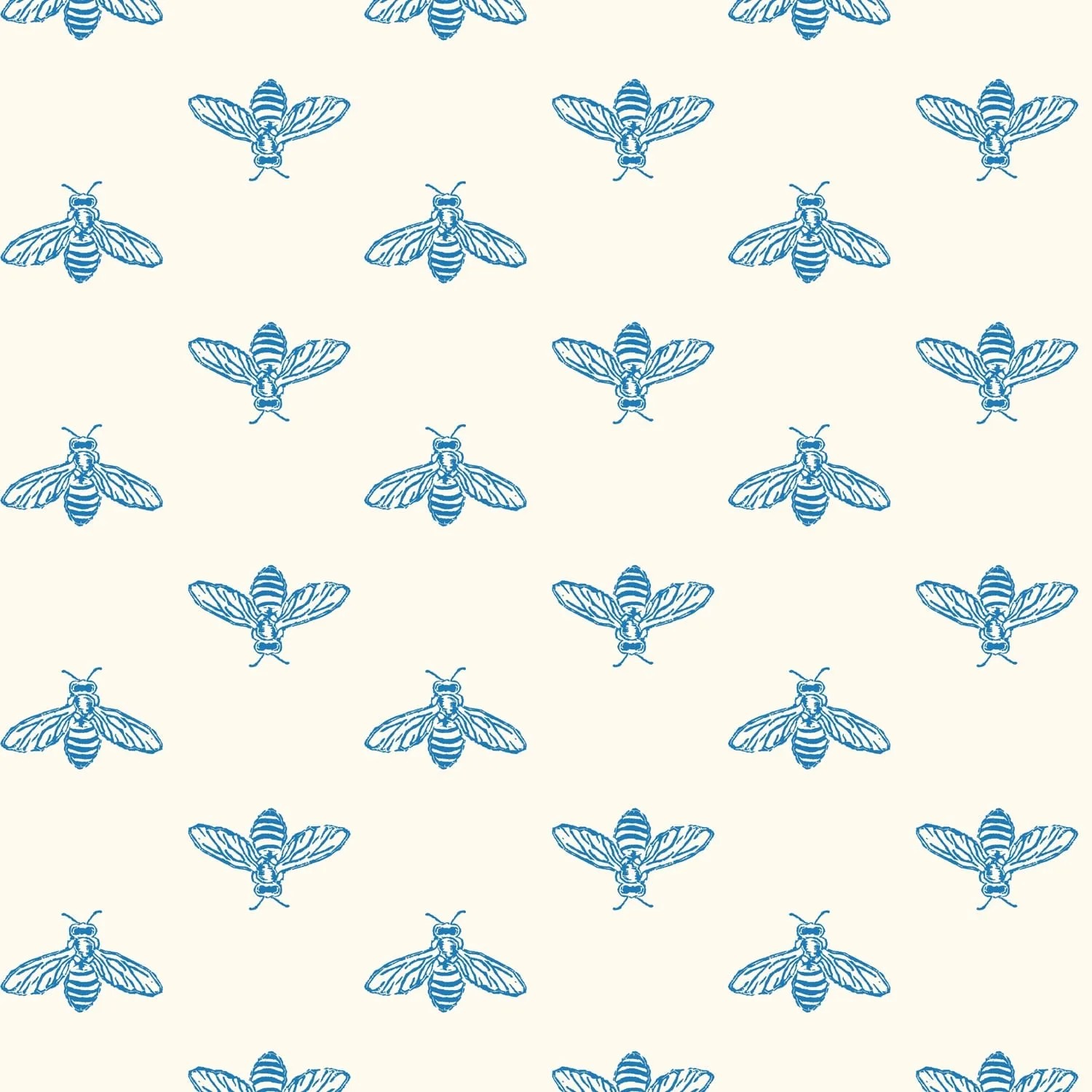 Joules Vliestapete Block Print Bee Blue Haze Blau FSC®