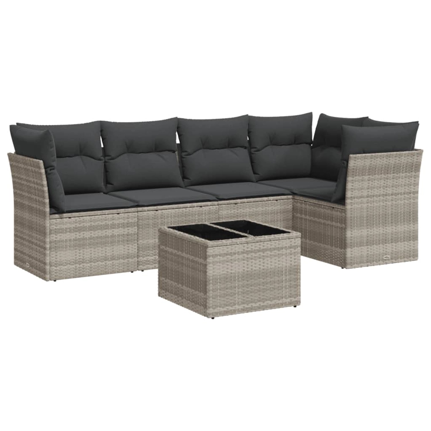 vidaXL 6-Tlg Garten-Sofagarnitur mit Kissen Hellgrau Poly Rattan 3249451 günstig online kaufen