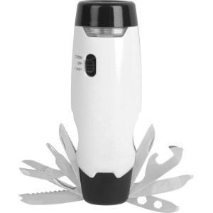 LUX Multitool 8-in-1 mit LED-Taschenlampe, Miniaturwerkzeug mit ausklappbaren Werkzeugen.