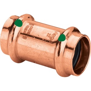 Viega Profipress Muffe, 15 mm Kupfer Pressfitting zur Rohrverbindung.