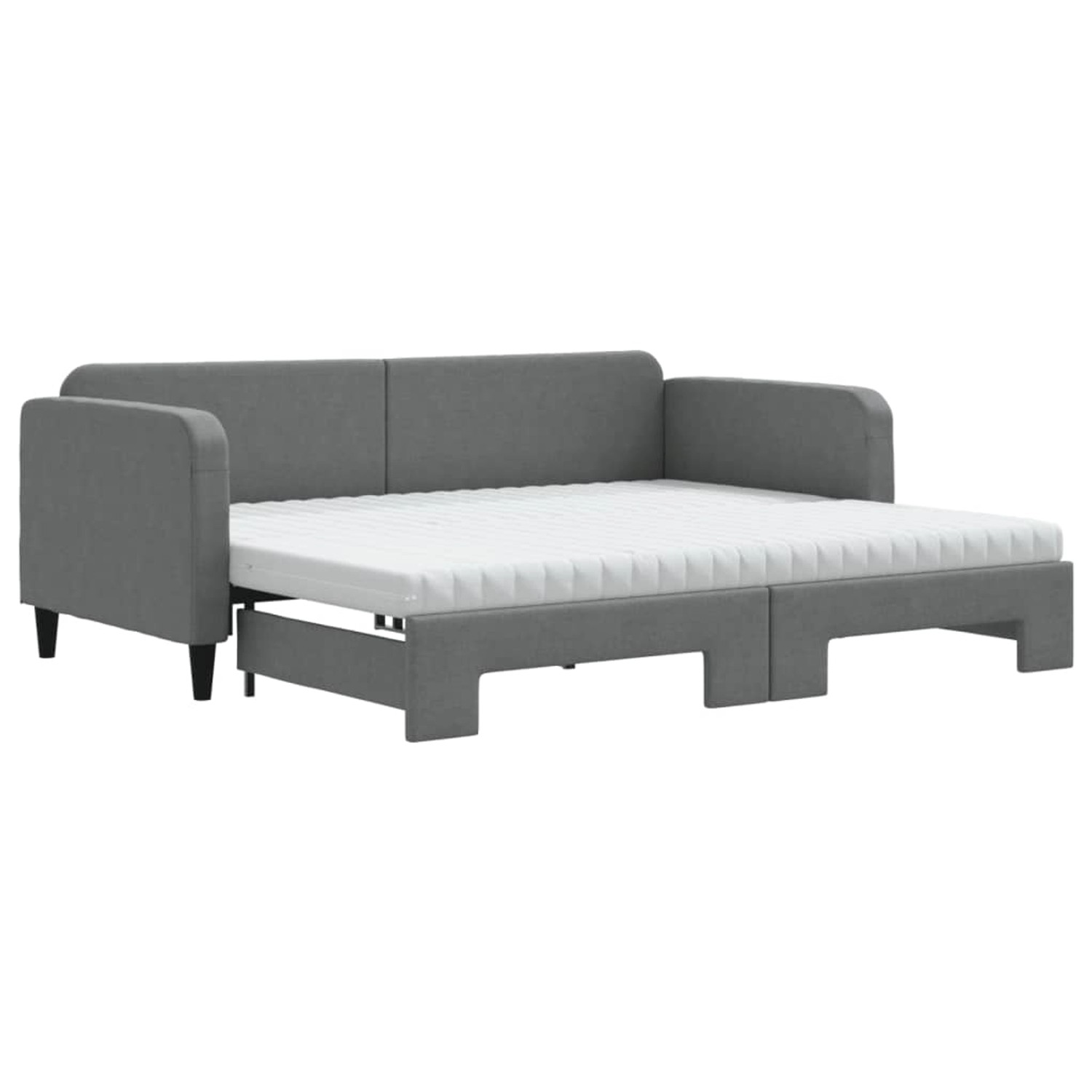 vidaXL Tagesbett Ausziehbar mit Matratzen Dunkelgrau 90x200 cm Stoff1881262