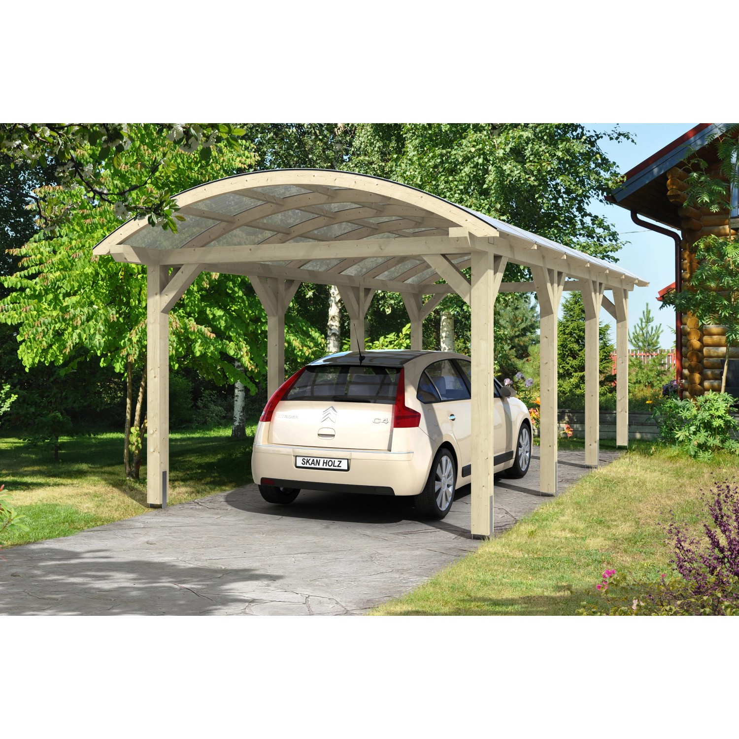 Skan Holz Bogendach-Carport Franken 376 cm x 755 cm günstig online kaufen