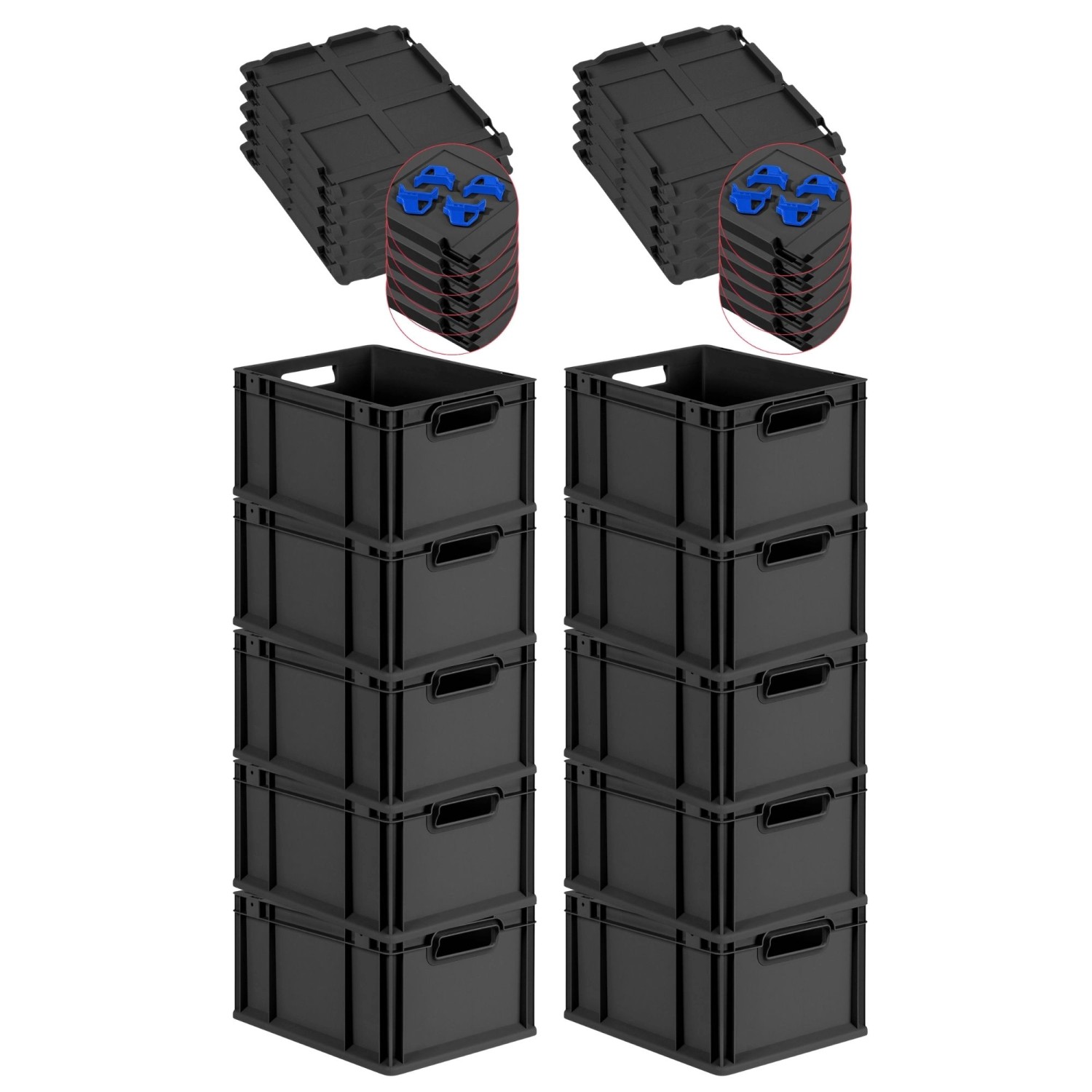 PROREGAL SuperSparSet 10x Eurobox Nextgen Grip Mit Scharnierdeckel Und Blau günstig online kaufen