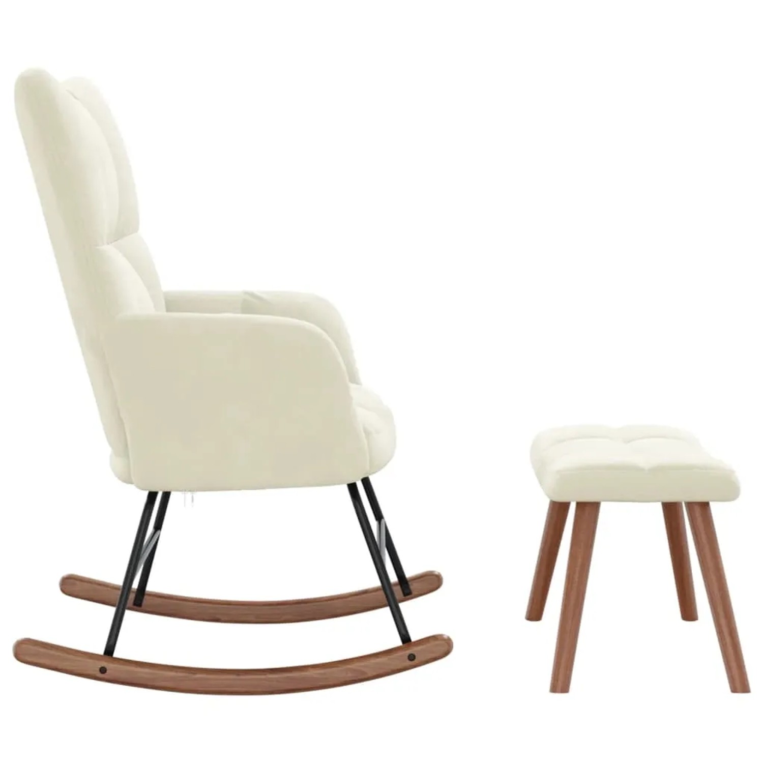 Cremeweißer Samt Schaukelstuhl mit Hocker von vidaXL. Gemütlicher Relaxsessel für Wohnzimmer und mehr.