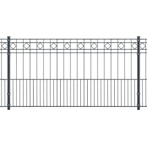 Metallzaun-Set Turin, 100 cm hoch, 9,7 m lang, anthrazitfarben. Gartenzaun mit Rautenmuster.