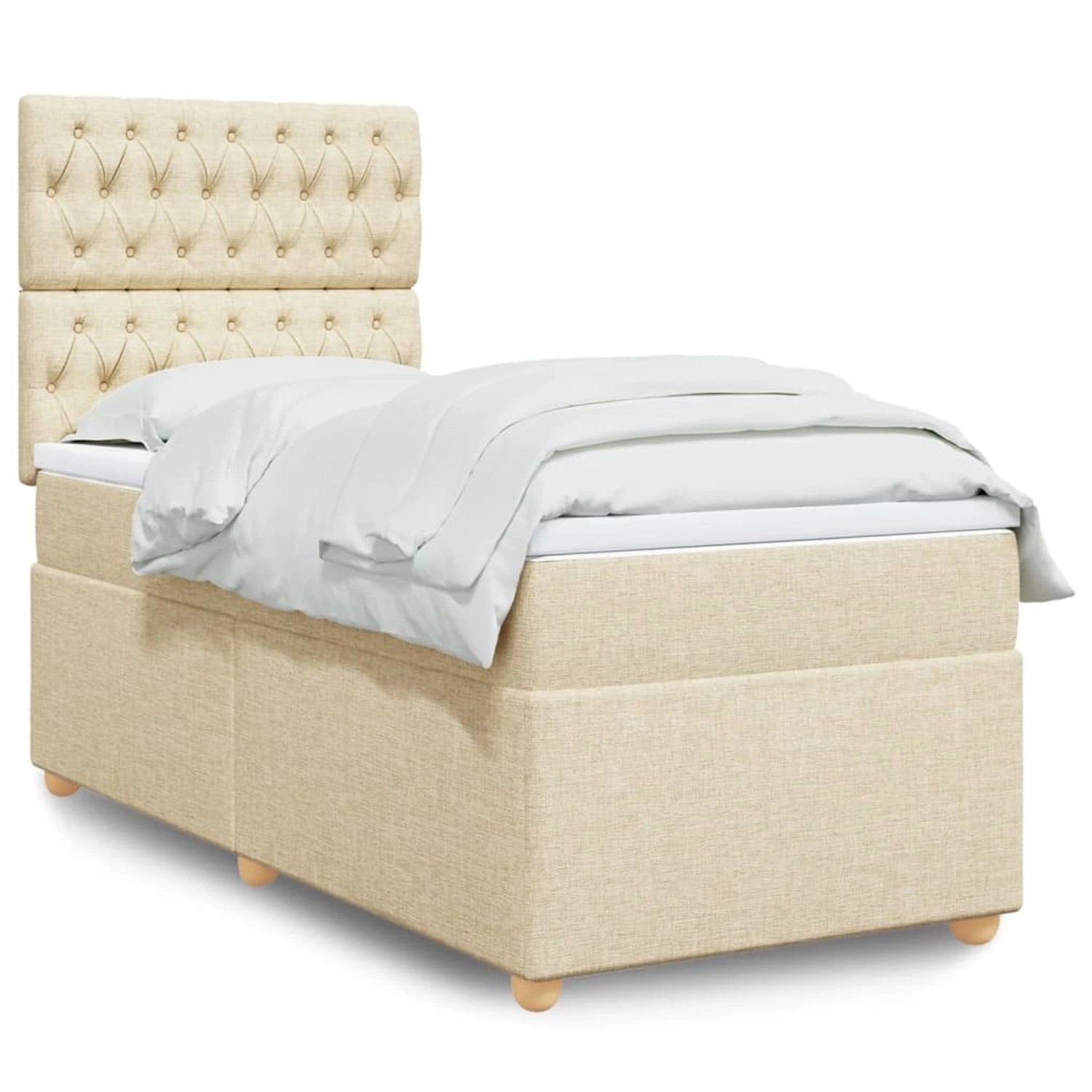 vidaXL Boxspringbett mit Matratze Creme 80x200 cm Stoff 3293419 günstig online kaufen