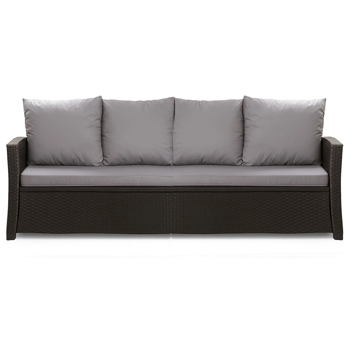 Graues 3-Sitzer Gartensofa mit Polyrattan und Kissen aus dem Setgarden Mix-Techno.